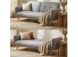 Divano Letto HWC-J18, Divano Pieghevole Divano Letto Ospiti Divano Letto, Funzione Letto Tessuto/Tessuto 185Cm ~ Grigio