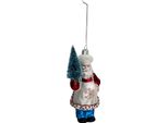 Targhetta Natalizia Clayre & Eef Babbo Natale 16 Cm Vetro Rosso Blu