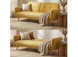 Divano Letto HWC-J18, Divano Pieghevole Divano Letto Ospiti Divano Letto, Funzione Di Sonno Tessuto / Tessile 185Cm ~ Giallo