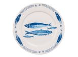 Piatto Da Pranzo Clayre & Eef Ø 26 Cm Pesce In Porcellana Bianca E Blu
