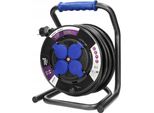 Cavo Di Prolunga Professionale IP44, 4 Prese 2P+Z, Cavo In Gomma Resistente All'olio, H07RN-F 3X2,5 Mm?, Lunghezza - 20 M, Supporto Unico Cube, Tappe Fisse, Thermic, Protezioni Di Corrente.