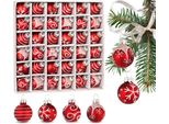 Set Di 36 Pezzi Di Baubles Natalizi Con Baubles Da 3 Cm - Mini Baubles Decorati A Mano Per L'albero Di Natale, Rosso
