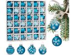 Set Di 36 Pezzi Di Baubles Natalizi Brubaker Con Baubles Da 3 Cm - Mini Baubles Decorati A Mano Per L'albero Di Natale, Blu