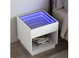 Vidaxl Comodino Con Infinity-Led Bianco 50X50X50 Cm