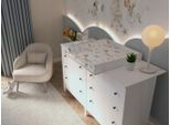 Piano Fasciatoio Regalik Con Top Per Hemnes Di Ikea, Piano Fasciatoio Per Cassettiere 50X160 Cm, Piano Fasciatoio Rimovibile, Pannelli Frontali Dritti, Blu