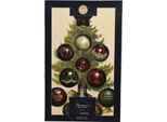 Set Di 12 Decorazioni Natalizie In Vetro Rosso Verde Oro Di Alta Qualità Varie Forme Elegante Mix Con Perline Glitter E Decorazioni