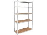 Rebel RB-1252 Scaffale In Metallo, 5 Ripiani, 205 X 120 X 45 Cm, 750 Kg, Argento