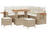Vidaxl Set Di Divani Da Giardino Con Cuscini E Portaoggetti 8 Pezzi Beige Poly Rattan