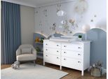 Piano Fasciatoio Regalik Con Top Per Hemnes Di Ikea, Piano Fasciatoio Per Cassettiera 50X160 Cm, Piano Fasciatoio Rimovibile, Pannelli Frontali Dritti, Grigio Cenere