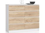 Akord Cassettiera Con Cassetti Bianca/Rovere Sonoma 120X40X99