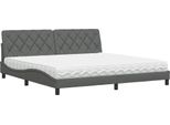 Syfax™ Letto Con Materasso Grigio Scuro 200X200 Cm In Tessuto