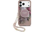 Custodia Guess Passend FüR Iphone 17 Pro Max Compatibile Con Magsafe GUHMP17XHFWBRCESP (Fiori Iml Con Cinturino Perlato) Rosa