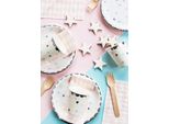 Bicchiere Di Carta 180Ml Unicorno - Stelle Colorate Set Di 6 Bianco / Argento