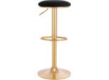 Sgabello Happyment - Velluto Nero/Oro - Sgabello Da Bar Senza Schienale - Altezza Regolabile - 38×(61-82?Cm)