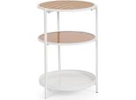 Tavolino Haldor 40 X 40 X 60,5 Cm Mdf Acciaio Vetro Bianco Marrone