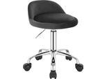 Happyment Sedia Da Lavoro - Sgabello Ergonomico - Su Rotelle - Grigio Scuro - Velluto - Senza Schienale - Regolabile In Altezza - Sedia Da Parrucchiere