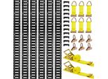 Succebuy Set Di Binari Di Ancoraggio E-Track, Confezione Da 6 Pezzi Da 1,5 M, Accessori Da 26 Pezzi, Tra Cui 2 Cinghie A Cricchetto, 6 O-Ring, 6 Cinghie Di Ancoraggio Con Anello A D E 12 Tappi Terminali, Ideali Per Garage, Furgoni, Rimorchi E Motociclette