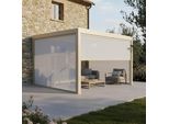 Pergola Bioclimatica Motorizzata E Addossata 3X4M E 3 Tende Color Crema - Oviala Thebes
