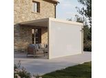 Pergola Bioclimatica Motorizzata Addossata 3X4 M E 1 Tenda Da Sole Color Crema - Oviala Thebes