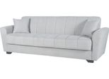 Dmora Divano Letto 3 Posti Ribera 225X83 Cm Grigio Chiaro, Contenitore Di Apertura Click-Clack