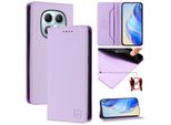 Custodia In Pelle Per Xiaomi Redmi Note 15 4G, Flip Case Con Slot Per Carte, Portafoglio E Supporto Viola
