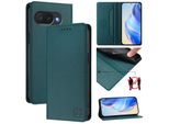 Custodia In Pelle Per Google Pixel 10A, Flip Case Con Slot Per Carte, Portafoglio E Supporto Verde Scuro