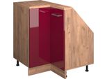 Vicco Mobile Sottotetto Mobile Angolare Rion, 75.6 X 81.6 Cm Con 1 Porta, Rosso Lucido/Rovere Dorato/Quercia Dorata