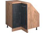 Vicco Mobile Sottotetto Mobile Angolare Rion, 75.6 X 81.6 Cm Con 1 Porta, Calcestruzzo Nero/Quercia Dorata/Quercia Dorata