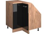 Vicco Mobile Sottotetto Mobile Angolare Rion, 75.6 X 81.6 Cm Con 1 Porta, Rovere Nero/Oro Lucido/Quercia Dorata