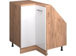 Vicco Mobile Sottotetto Mobile Angolare Rion, 75.6 X 81.6 Cm Con 1 Porta, Bianco Lucido/Oro Power Oak/Quercia Dorata