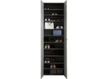 Dmora Armadio Multiuso 2 Ante Ruggiero 63X212H Cm Grigio Cemento, 10 Ripiani Apertura Maniglia