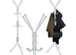 Appendiabiti 12 Ganci 3 Livelli 175Cm Appendiabiti Per Giacche Cappotti Sciarpe Borse Cappelli Metallo Nero / Bianco 23814, Colore:Bianco / Bianco