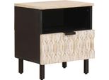Vidaxl Comodino Con Cassetti Bianco 40 X 33 X 46 Cm In Legno Massiccio Di Mango