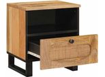 Vidaxl Comodino Naturale 40 X 33 X 46 Cm In Legno Massiccio Di Mango