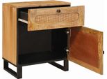 Vidaxl Comodino Naturale 50 X 33 X 60 Cm In Legno Massiccio Di Mango