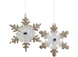Decorazioni Natalizie A Forma Di Fiocchi Di Neve Con Glitter E Pietre Decorative, 2 Pezzi
