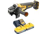 Smerigliatrice Angolare A Batteria Dewalt Dcg 406 H2 18 V 125 Mm Brushless + 2X Batterie Powerstack 5,0 Ah + Caricabatterie