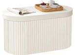 Sgabello Contenitore - Panca/Ottomana Pieghevole - 76×38×38 Cm - Coperchio Imbottito Rimovibile - Rivestimento In Tessuto - Struttura In Mdf - Bianco Crema