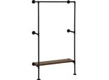 Appendiabiti A Parete - Appendiabiti Con Ripiano - Mdf + Metallo - 103X30X183,5 Cm - Altezza Guida 151 Cm - Portata 100 Kg - Nero