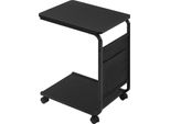Tavolino A C - Tavolino/Tavolino - Con Rotelle - Due Ripiani - Tasca Laterale - Dimensioni 50 X 62 X 35 Cm - Truciolare - Nero