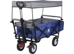 Carrello Pieghevole Con Tetto - Carrello Da Giardino - Portata 80 Kg - Ruote 20 Cm - Poliestere 600D - Copertura Lavabile - Blu
