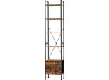 Libreria - Scaffale A 5 Ripiani - Struttura In Metallo - Con Anta E Armadietto - 40 X 187 X 30 Cm - Portata 40 Kg - Nero