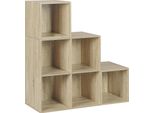 Libreria - Scaffale A Cubo Autoportante - 6 Scomparti - 90 X 90 X 30 Cm - 10 Kg Per Scomparto - Rivestito In Melamina - Rovere Chiaro
