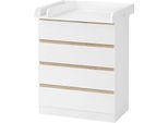 Fasciatoio - Fasciatoio Con Cassettiera - 4 Cassetti - Legno - 80 X 109,2 X 75 Cm - Autoassemblaggio - Bianco