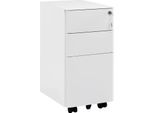 Piedistallo Mobile - Piedistallo Per Cartelle - Chiudibile, 3 Cassetti, 5 Rotelle, Per Cartelle Sospese, 30 X 60 X 45 Cm (L X A X P), Metallo - Bianco
