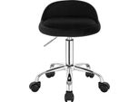 Sedia Da Ufficio Con Rotelle - Sgabello Girevole Con Schienale Basso - Altezza Regolabile 53-65,5 Cm - Girevole A 360° - Seduta 30X30 Cm - Fino A 120 Kg - Rivestimento In Velluto - Nero