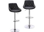 Set Di 2 Sgabelli Da Bar - Sgabello Da Bar Girevole - Altezza Regolabile 84-106 Cm - Seduta 35X38 Cm - Similcuoio - Poggiapiedi - Struttura In Acciaio Cromato - Nero