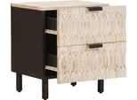 Vidaxl Comodino Bianco 40 X 33,5 X 46 Cm In Legno Massiccio Di Mango