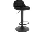 Sgabello Da Bar - Con Schienale - Regolabile In Altezza - Girevole - Con Poggiapiedi - Rivestimento In Velluto - Altezza Seduta 62-83 Cm - Nero