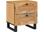 Vidaxl Comodino 2 Pezzi Naturale 40 X 33,5 X 46 Cm Legno Massiccio Di Mango